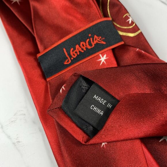 Jerry Garcia Christmas Holiday Neck Tie Necktie J. Garcia Red Santa Necktie - Picture 3 of 5